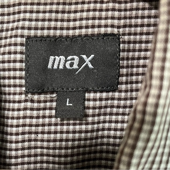 Max Brown & White Micro Gingham Long Sleeve Shirt - Men’s L - Picture 12 of 14